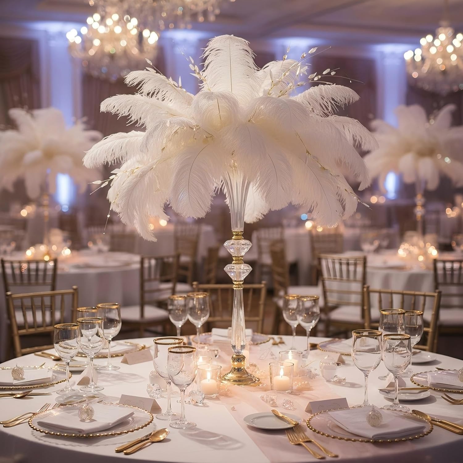 Tall Vases for Table Centerpieces, 26.6in Trumpet Vases for Centerpieces, Clear Crystal Acrylic Flower Stand for Wedding Reception Birthday Party Events Home Decor