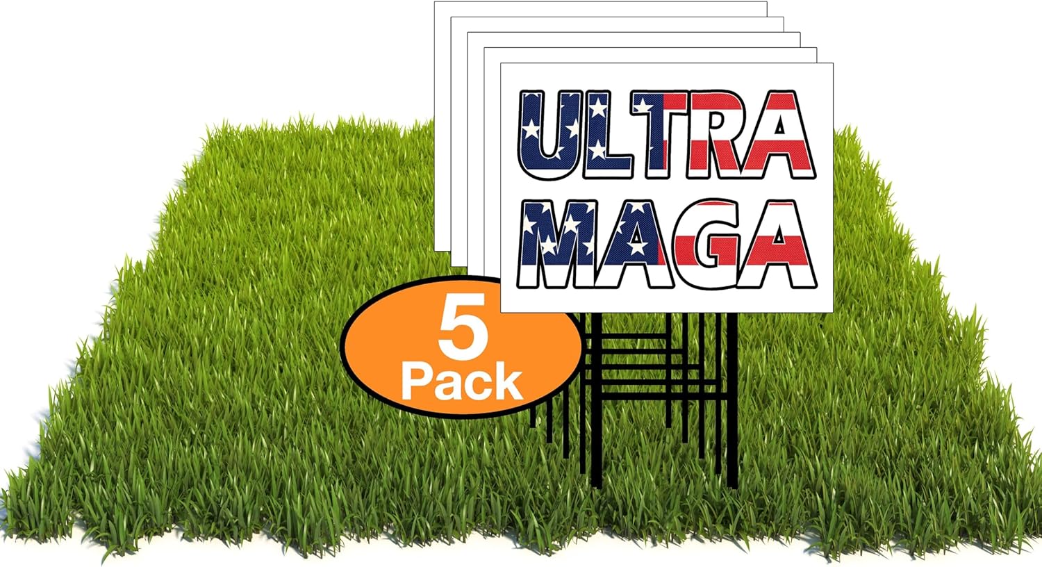 Eco TRUMP ULTRA MAGA FLAG 5 Double Sided 12x16 in Yard Road Sign w/Stand