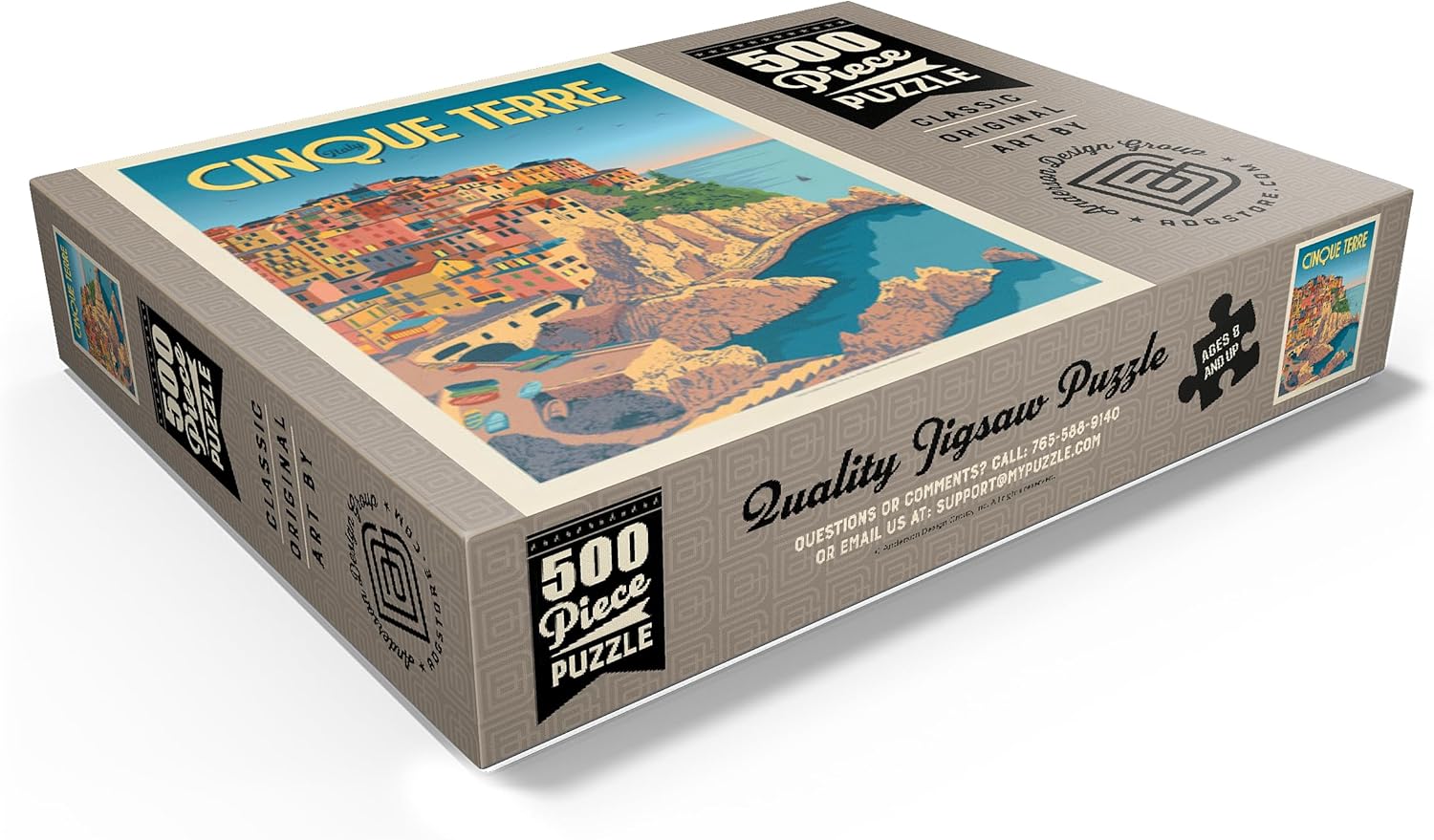 MyPuzzle Italy: Cinque Terre, Vintage Poster - Premium 500 Piece Jigsaw Puzzle for Adults