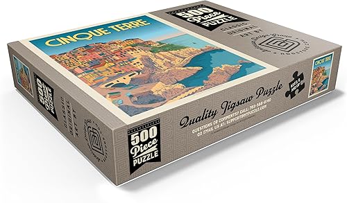 Miniatura 3 de MyPuzzle Italy Cinque Terre, póster vintage, rompecabezas prémium de 500 piezas para adultos