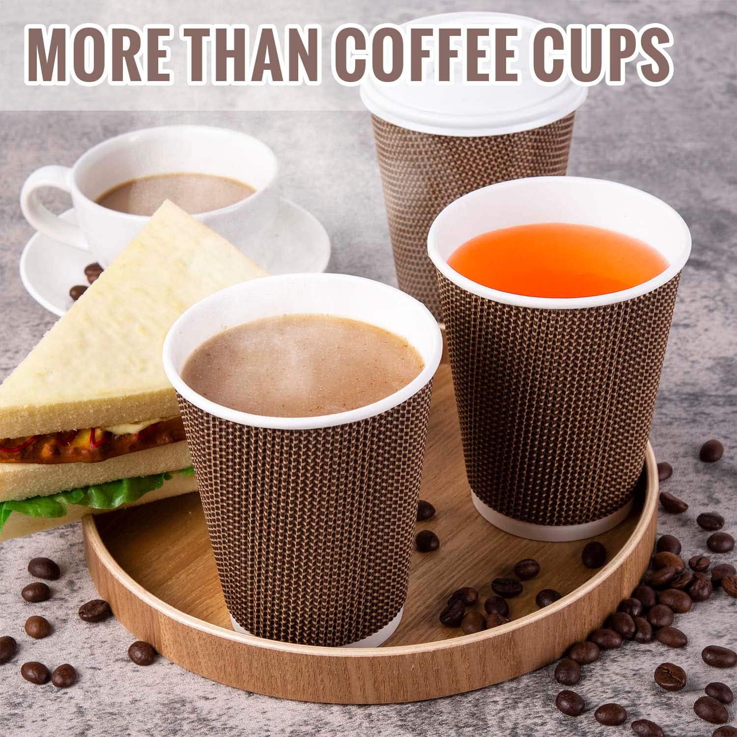 [12OZ 400(120)(150)(920) SETS Brown Disposable Premium Insulated Paper Ripple Hot Coffee Paper Cups(Only Cups) (400)