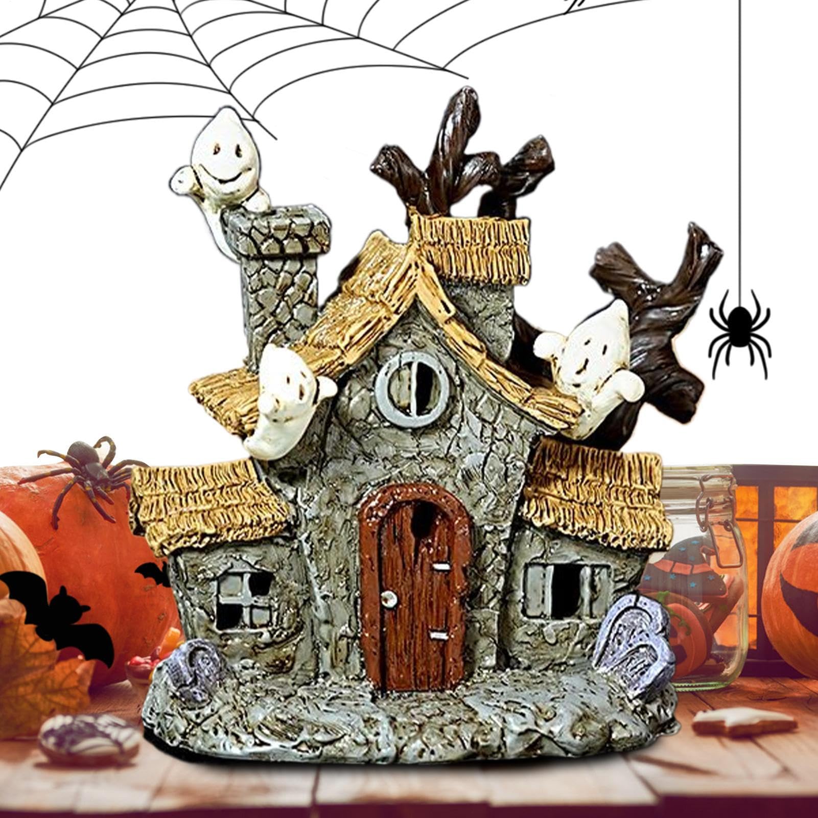 Décoration fête bureau et étagère avec cette maison d'Halloween