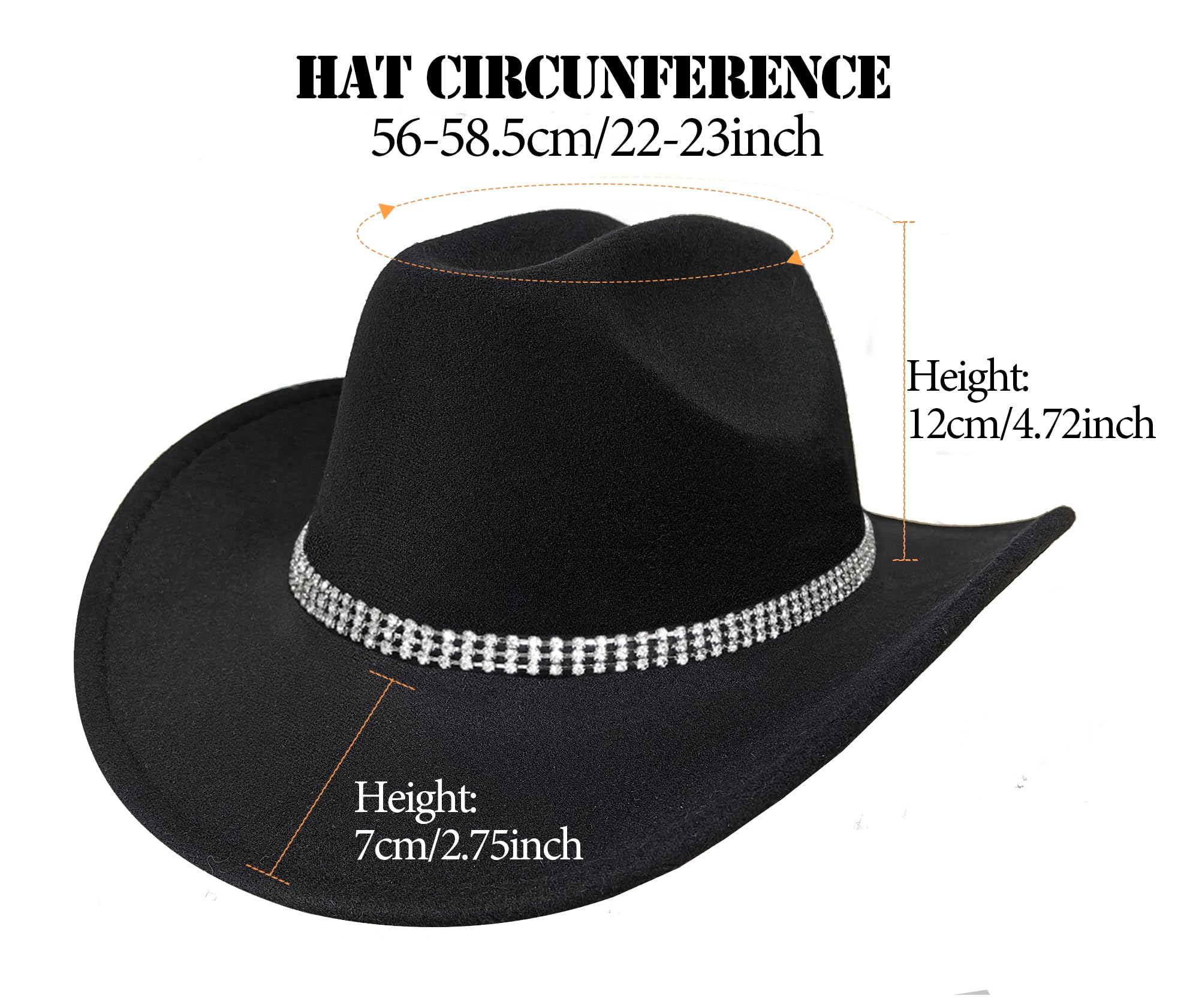 INOGIH Sombrero Western Cowboy con cinturón para Mujeres - Sombrero panamá de fieltro de lana