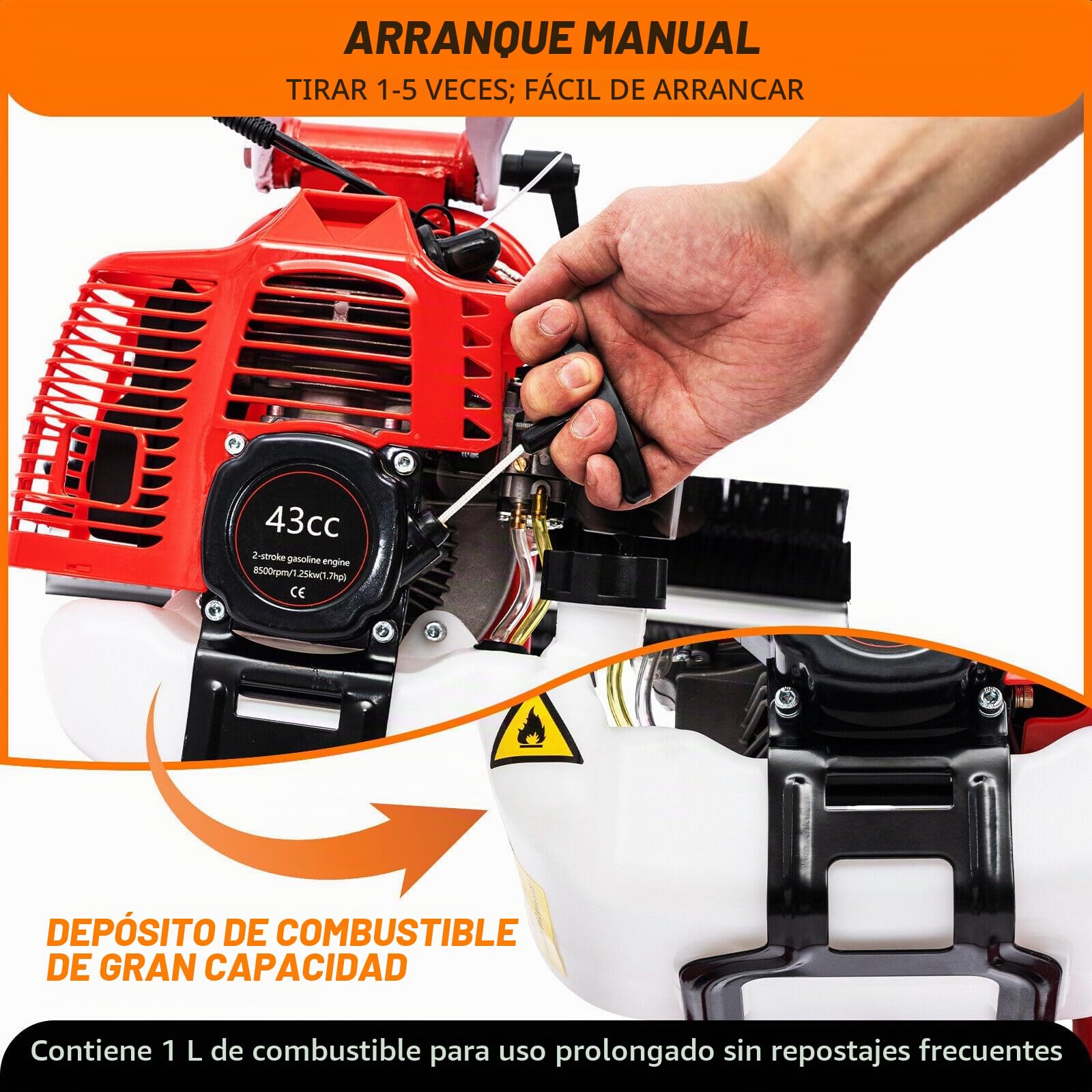 Barredora cesped Artificial, barredora de Mano, barredora de Gasolina, barredora de Motor de Gasolina de 2 Tiempos, barredora de Gasolina, Escoba Cepillo de Malas Hierbas para Barrer