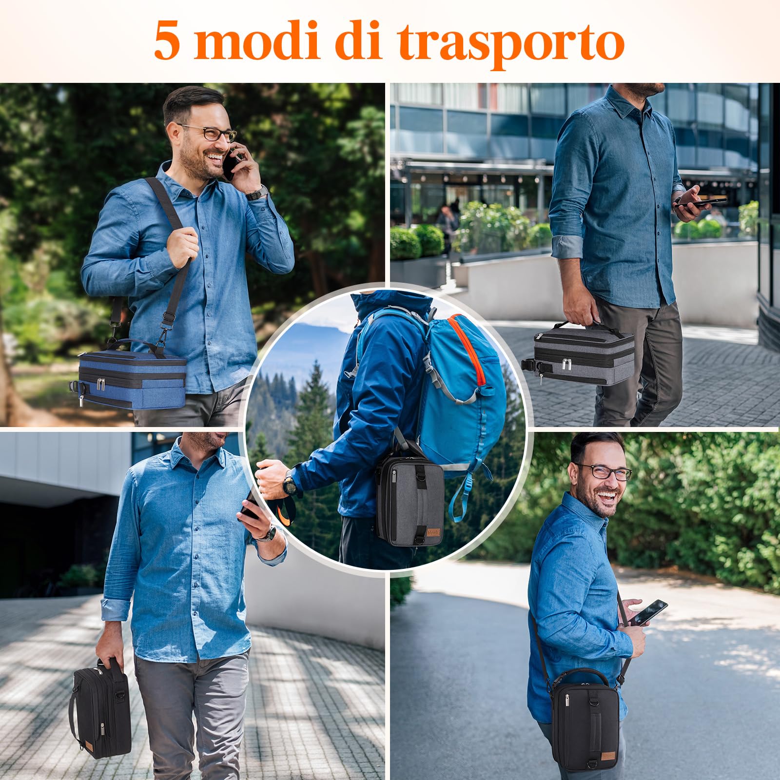 Lifewit Borsa Termica Porta Pranzo, Borsa Termica Portatile Espandibile con Tracolle e 2 Borse Termiche, per Donne e Uomini, per Lavoro e Scuola, 6.5L, Nero