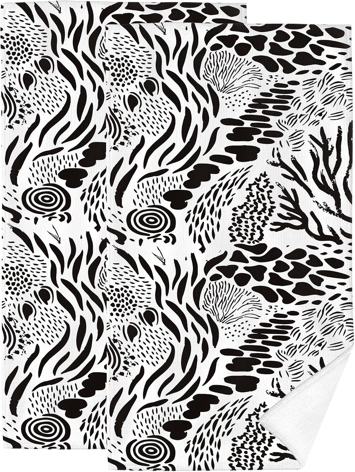 Black and White Hand Towels for Bathroom 14x28 Inch, Tropical Leaf Vintage Decorative Bath Towels Set of 2 for Farmhouse Gym Kitchen Hotel Home Bathroom Decor Accessories Gifts