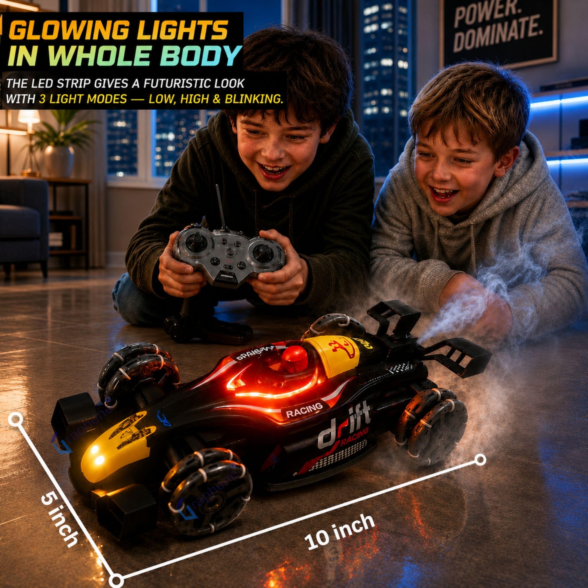 Graphene RC Drift Car - 360° Rotation & Smoke Effects -2