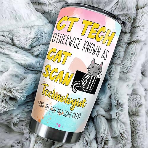 Miniatura 2 de CT Tech - Vaso de acero inoxidable de 20 onzas, regalo de tecnología de escaneo de gatos para cumpleaños y Navidad, regalo CT Tech para compañeros