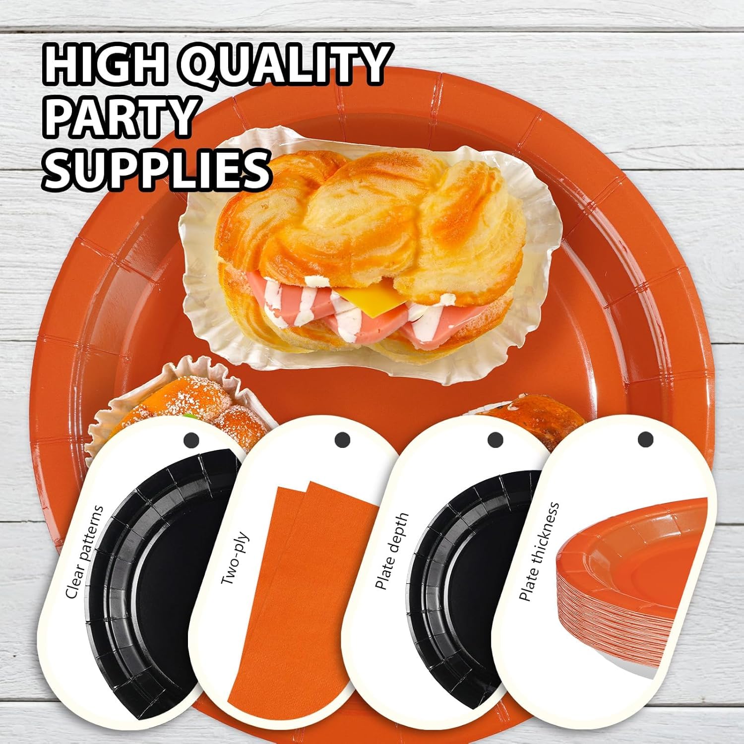 350Pcs Orange and Black Party Decorations Orange Black Plates Napkins Cups Forks Knives Spoons Graduation Tableware Set for Birthday Wedding Baby Shower GRAD Graduation Party Supplies Serves 50