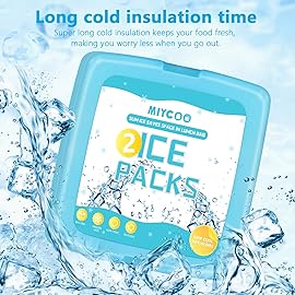 MIYCOO Ice Packs for Lunch Boxes & Lunch Bag - Quick Freeze Ice Pack Space Saving Freezer Packs - Reusable Slim Original Cool Pack - Cooler Accessories for Beach, Camping and Fishing