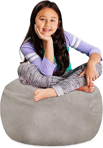 Miniatura 158 de Posh Stuffable - Sillón puff con almacenamiento para niños, contenedor de animales de peluche, organizador de juguetes de niños Lienzo Burbujas Azul