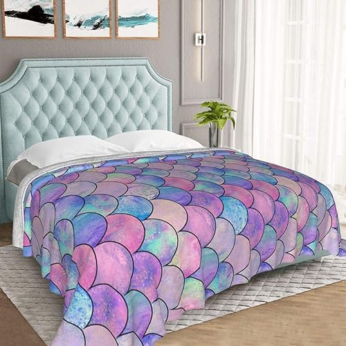 Miniatura 6 de wodealmug Manta de forro polar de sirena para niña, manta ligera y suave de forro polar Sherpa para mujeresniñosjóvenes (50 x 60 pulgadas, sirena)