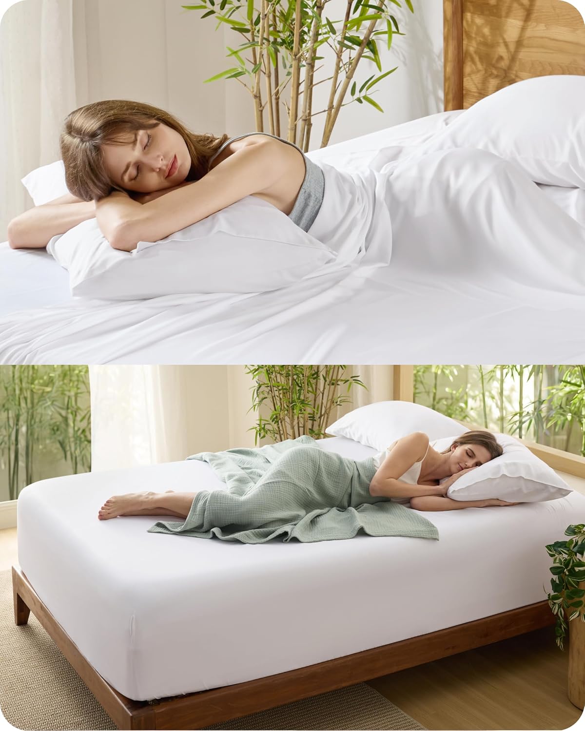 Bedsure Cooling Pillowcase Bundle Cooling Fitted Sheet Queen