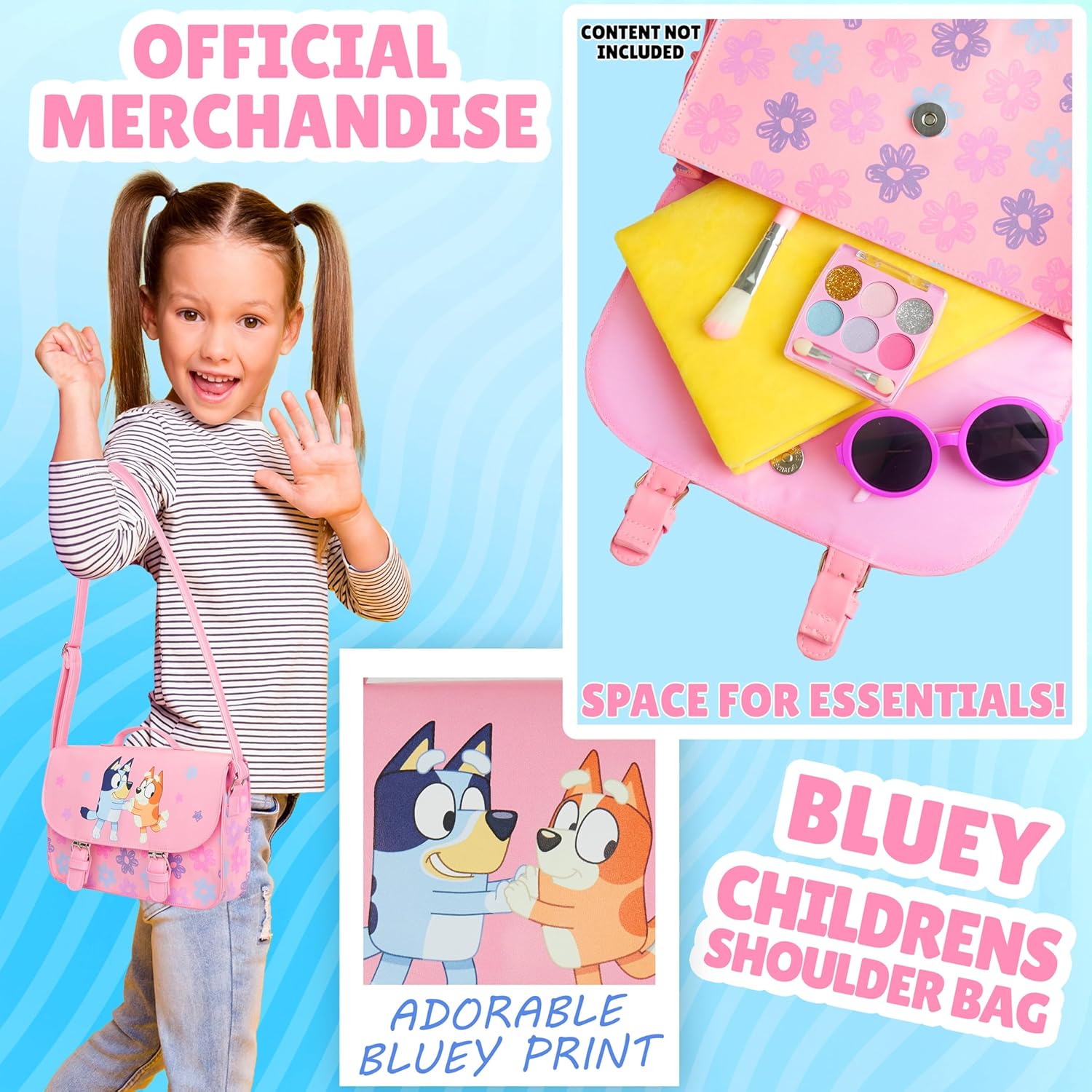 Bluey Girls Purse Crossbody Bag or Satchel, Shoulder Bag with Adjustable Strap Travel Essentials Gifts for Girls - Image 2