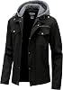 Mens Cotton Lightweight Jacket Military Canvas Field Coat Work Outwear Casual Spring Cargo Jacket with Hooded