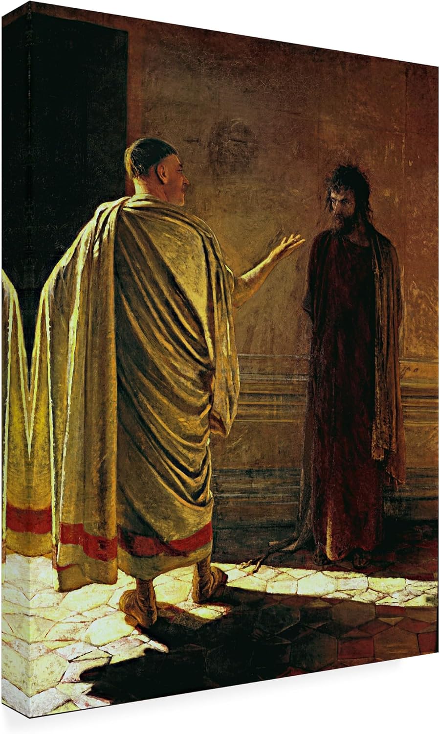 Wrapped Canvas Wall Art - Nikolai Ge 'What Is Truth (Christ And Pilate)' Wall Art for Living Room, Bedroom, or Office Décor - 18x24