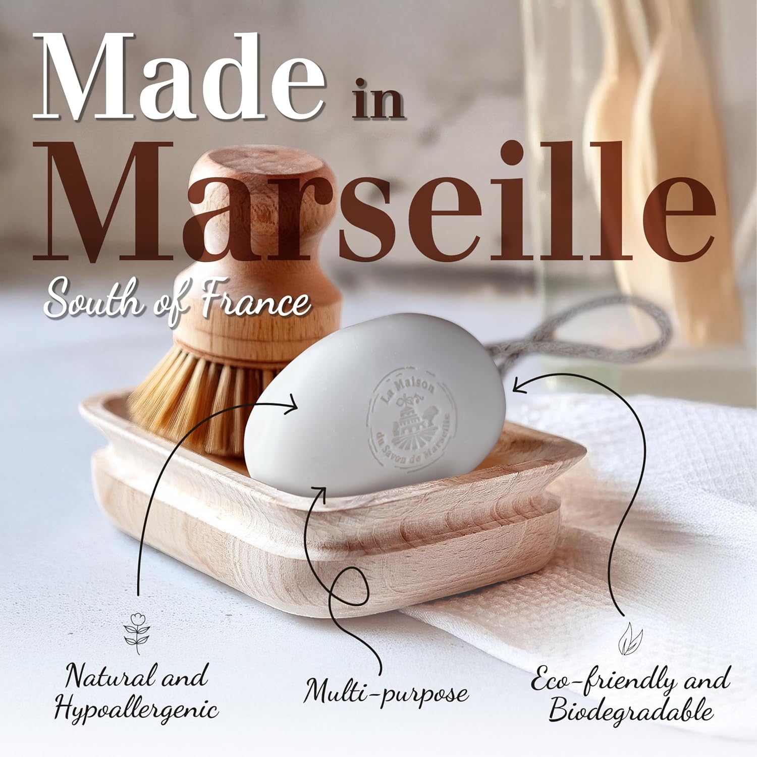 La Maison du Savon - Donkey Milk French Soap on a Rope Duo - Moisturizing Hand & Body Soap Bars with Organic Shea Butter, Donkey Milk - Natural Ingredients - Solid Soap Made in Provence - 2 x 6.2 Oz - Image 5