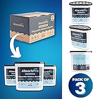 Vista 7 de Recipiente Absorbedor de Humedad con Carbón Activado - Paquete de 3 - Caja Eliminadora de Olores Desechable de 18 oz y Deshumidificador para Garaje