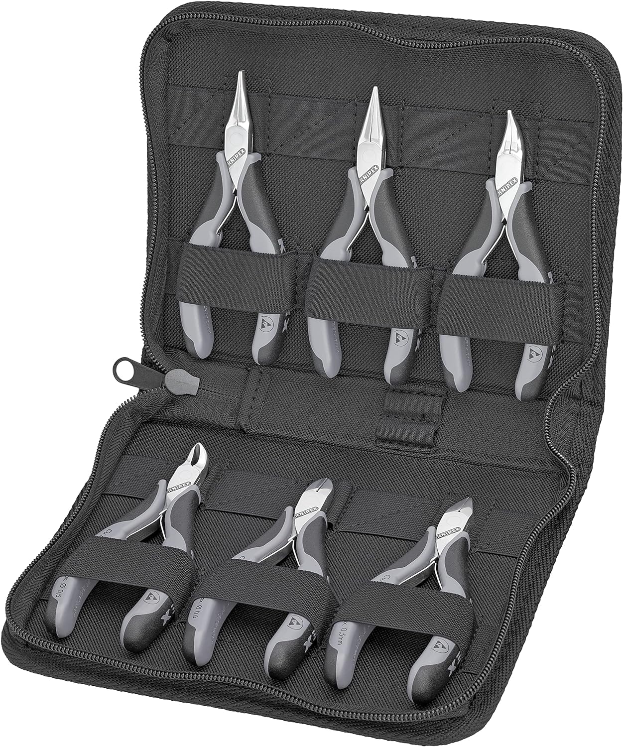 KNIPEX Astuccio con pinze per elettronica con utensili per impiego su componenti elettronici 6 pezzi 215 mm, 00 20 17