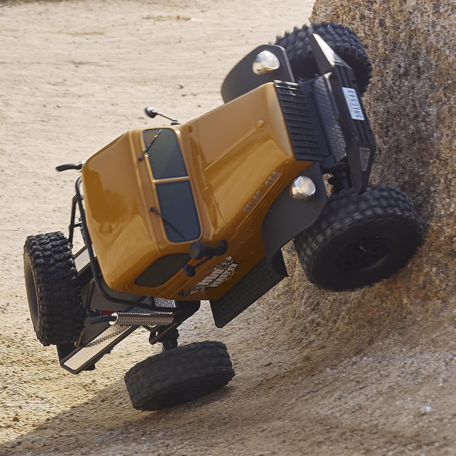 BEEZRC RocHobby 1/10 Scale Atlas 4WD 2.4GHz RC Crawler RC Rock Truck Off Road Hobby Grade Remote Control Car for Adults with Transmitter Need to Complete with Battery (Yellow)