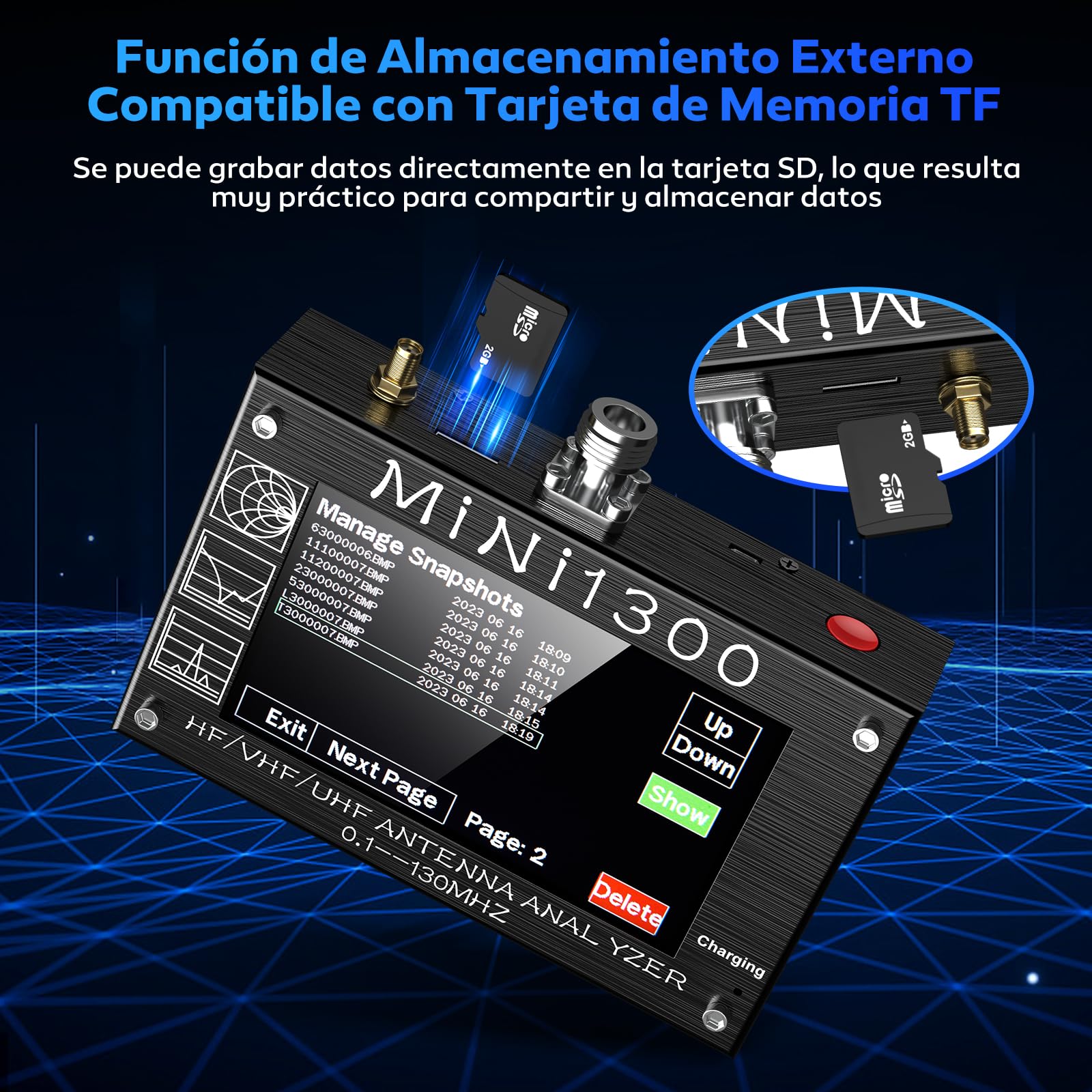 Seesii Analizador de Antenas Mini1300, Analizador Vectorial de Redes 4,3'' 0.1-1300MHz HF VHF UHF 2023 Actualizado, Generador de Señal con Kit Calibración SMA para ANT/SWR/TDR/DSP RF
