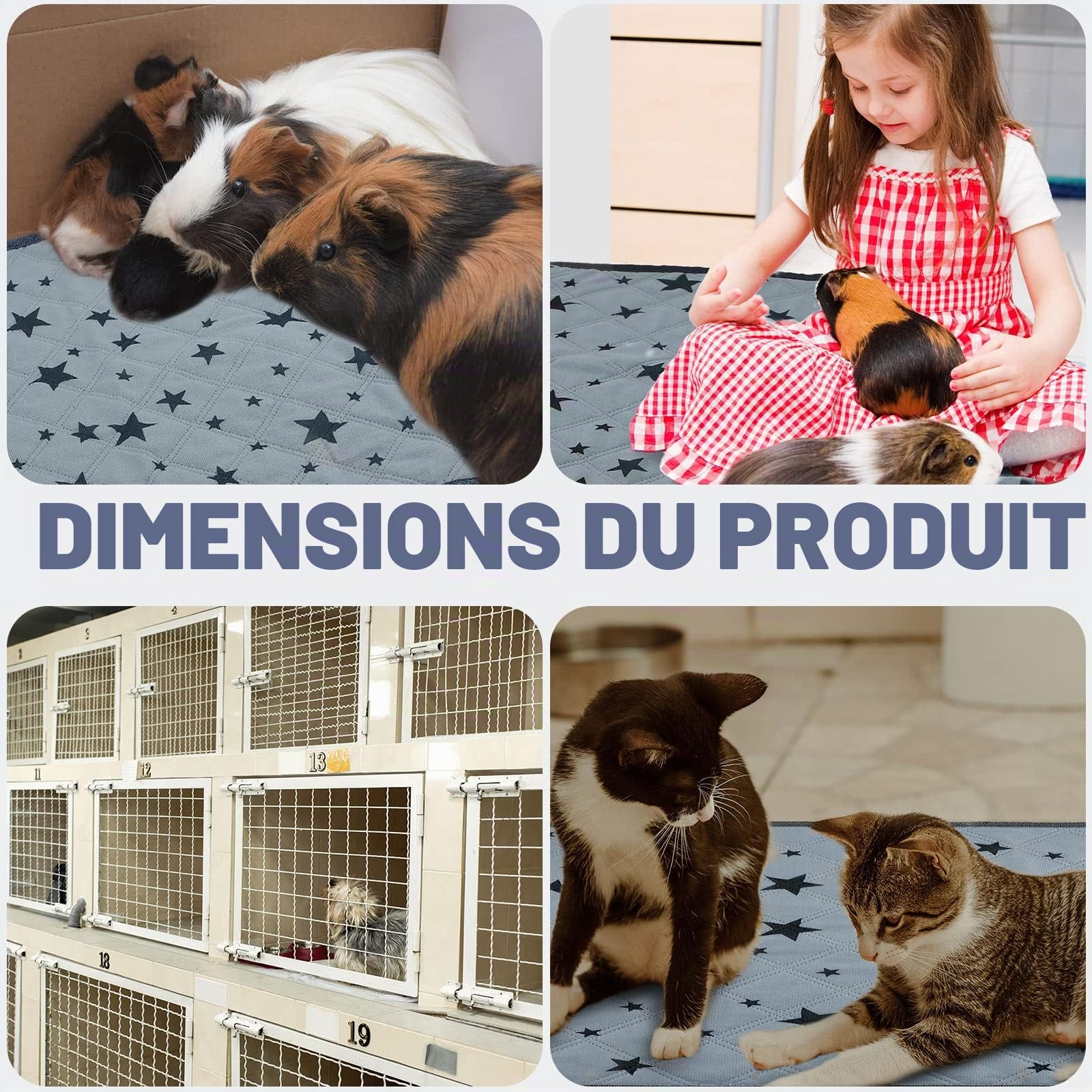 Namalu 8 Tapis Pipi Lavables Doublures de Cage Cochon d'Inde Tapis de Dressage Réutilisables Antidérapants Absorbants Literies en Polaire Cochon d'Inde en Vrac avec Motifs d'Étoile (45 x 60 cm)