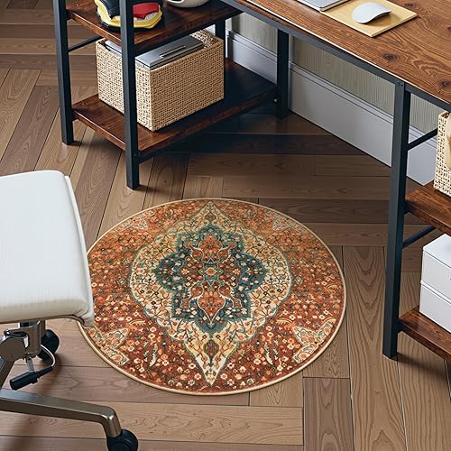 Miniatura 4 de Sivilife Alfombra de pasillo lavable con diseño floral oriental de 2 x 6 pies, tapete de cocina extra largo antideslizante, bohemio, tribal, suave,