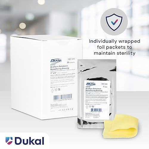 Miniatura 6 de Dukal Xeroform Gasa de vaselina, estéril, 1 pulgada de ancho x 8 pulgadas de largo (caja de 50), 212