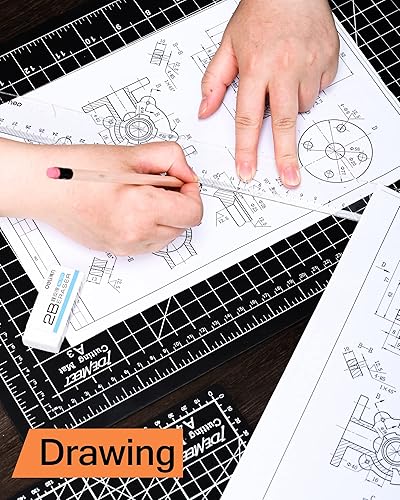 Miniatura 5 de Tapete de corte semitransparente de 18 x 12 pulgadas, tapete de costura de corte giratorio Idemeet para manualidades, protector de mesa de hoja de 5