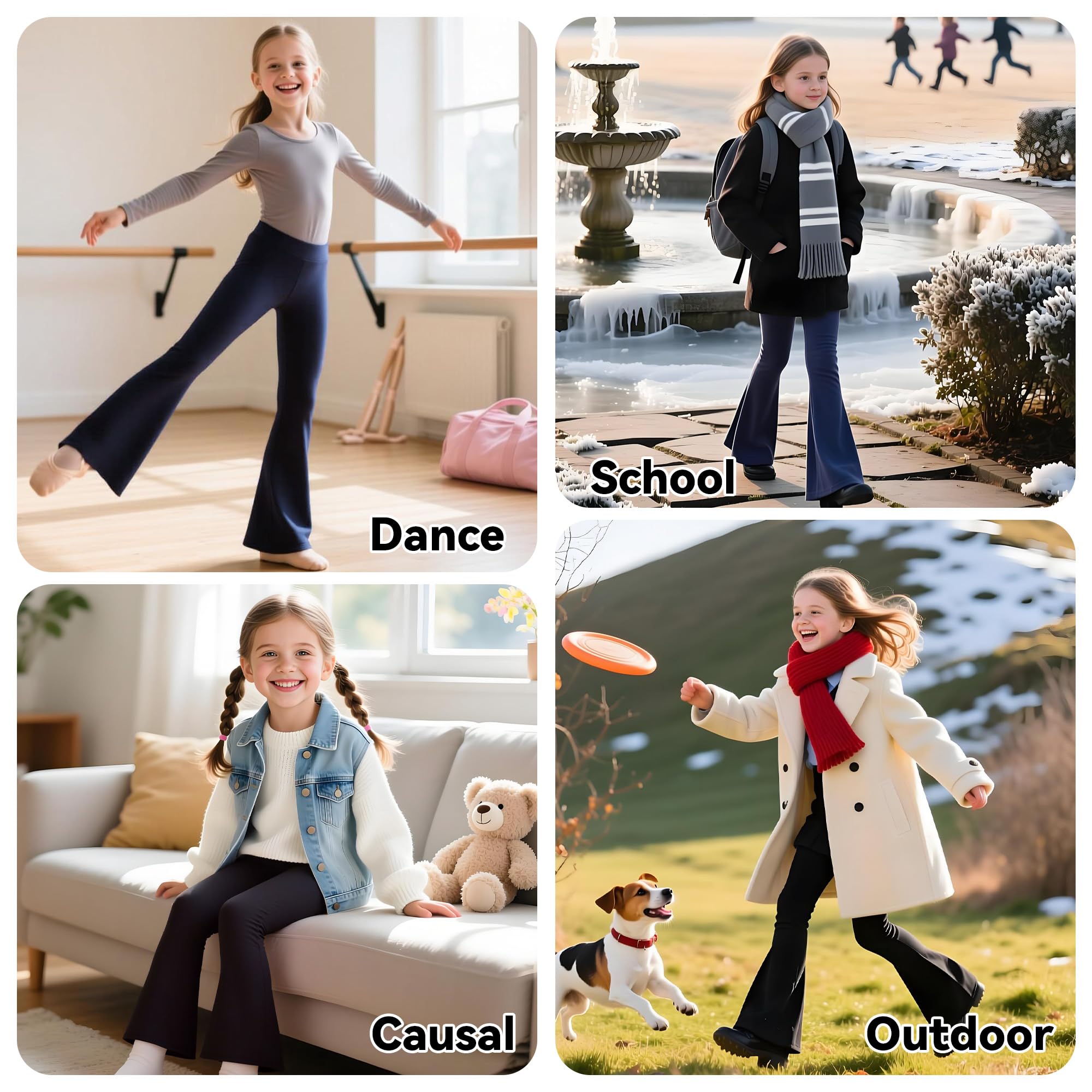 Dziewczęce legginsy z podszewką polarową, miękkie termiczne legginsy dzwony, wysoka talia elastyczne spodnie na co dzień spodnie Bootcut legginsy dziecięce odzież sportowa 5-12 lat