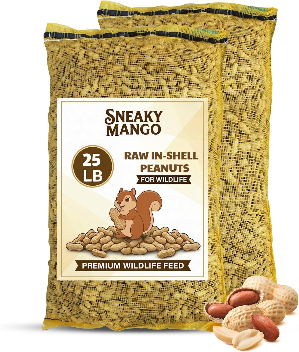 Sneaky Mango - Raw Peanuts in Shell – 50 Pound-All-Natural Food for Squirrels, Deer, Birds, and Other Wildlife Animals – Bulk Wholesale Bag – Grown in The USA for Healthy Nutrition