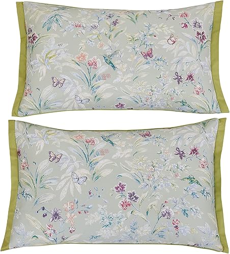 Miniatura 7 de ABREEZE Juego de ropa de cama de 4 piezas con funda de almohada, de algodón egipcio, con diseño de mariposas, flores florales, color verde y morado,