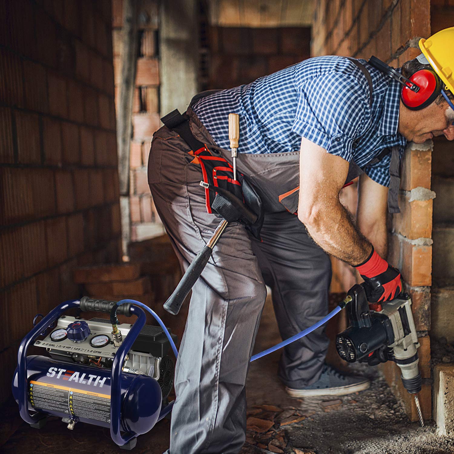 50% оƒƒ Dіѕсоunt Stealth Ultra Quiet Air Compressor, Only 60 Decibel 2 Gallon Peak 3/4 HP Max 125 PSI Portable Air Compressor, Oil-Free Air Pump, 1.8 CFM @ 90 PSI Electric Air Compressor for Garage Innovation Work