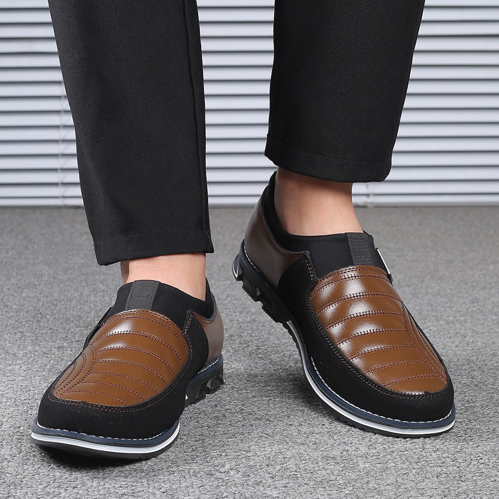 Zapatos planos casuales de oficina para hombre, transpirables, de piel