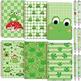 Resurhang 6 Pack A5 Frog Spiral Notebooks Preppy Journal Cute Aesthetic Hardcover Ruled Notebooks with Ballpoint Pens for Office School Day Classroom Prize Supplies, 5. 8 x 8. 3 Inch
