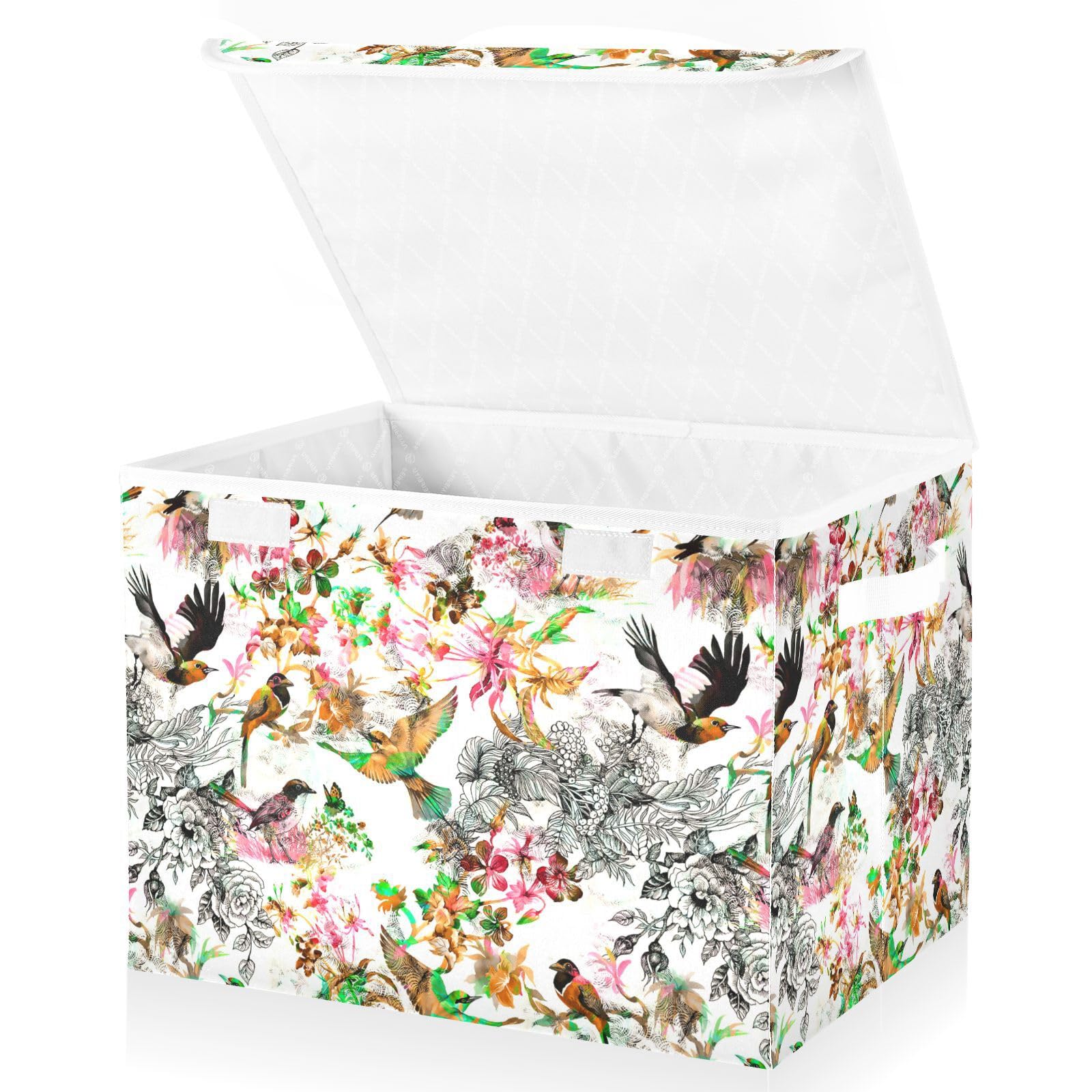 Amazon.co.jp: 収納ボックス 折り畳み式 花柄 鳥 牡丹 カラフル 収納