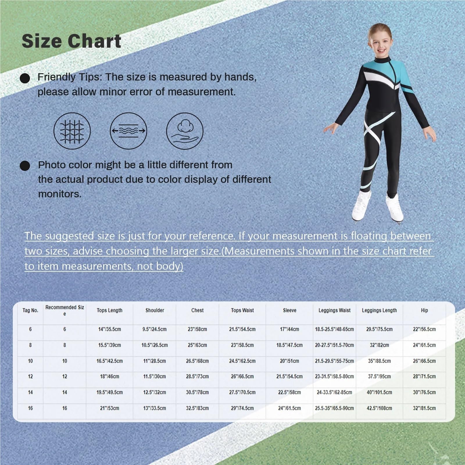 Conjunto Deportivo Niña Traje Deportivo de Gimnasia for niños y niñas, Sudadera atlética de Manga Larga, Top con Mallas, chándal for Entrenamiento de Yoga y Correr(Blue Green A,10)