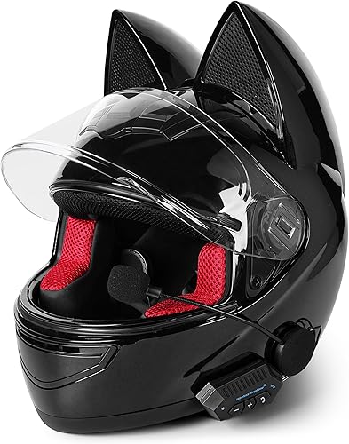 Miniatura 9 de Casco personalizado Kitty Cat Ear para motocicleta con Bluetooth  para ciclomotor  bicicleta  Vespa  scooter  ATV  Quad  Dirtbike  Aprobado y