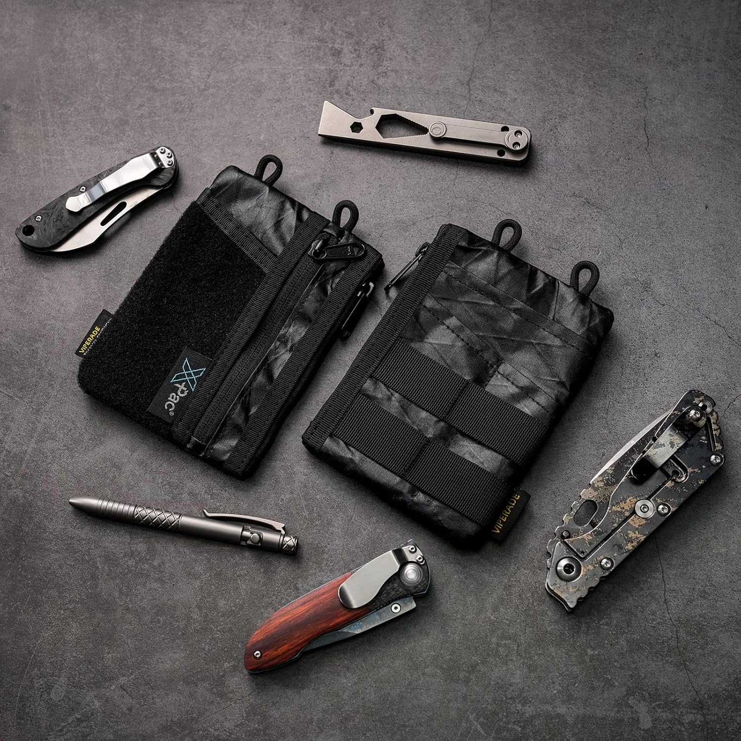 VIPERADE VE18 EDC Pouch, Pocket Organizer for Men, EDC Pocket Organizer, 3 Slots with 2 Zipper Pockets, Multitool Pouch