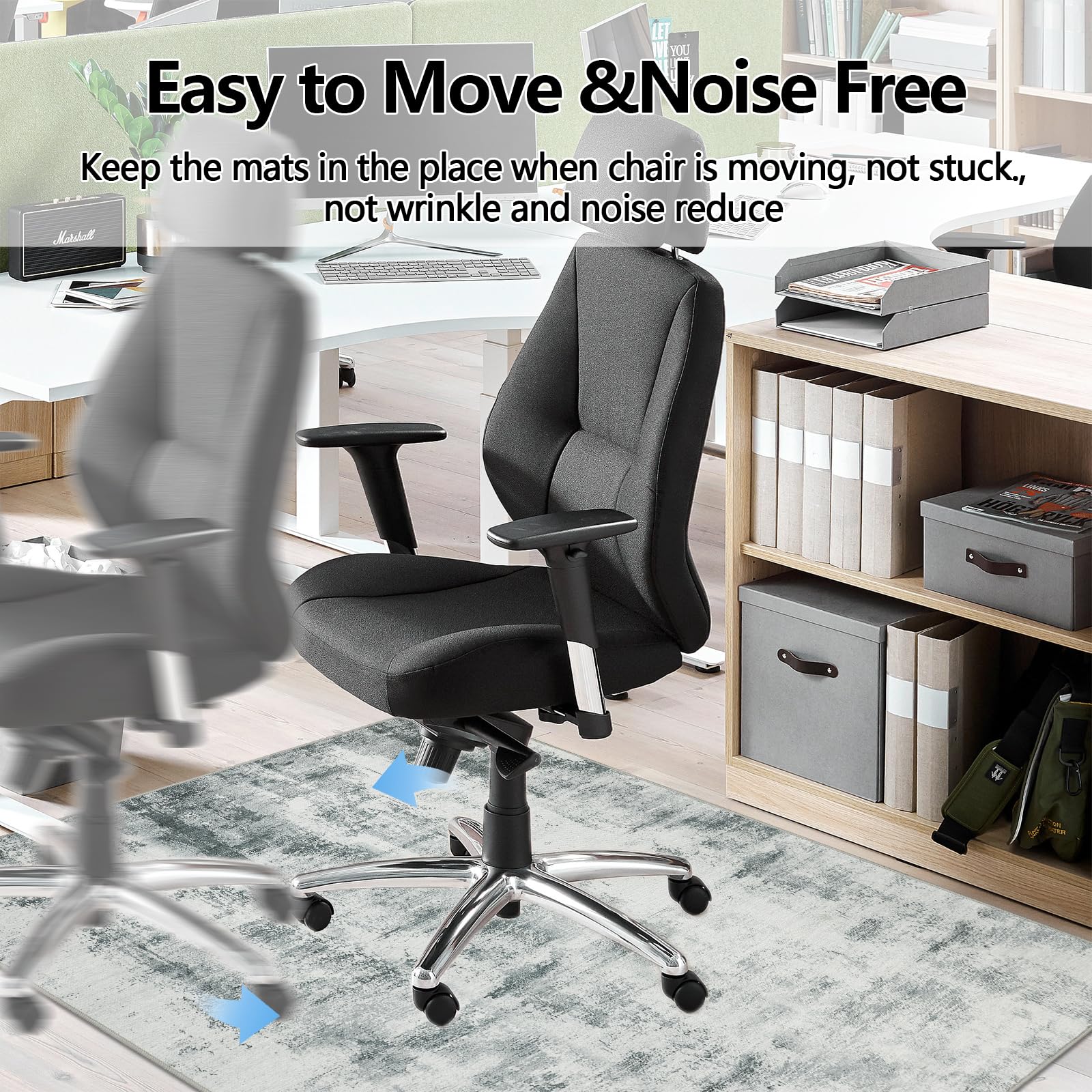 Famibay Office Chair Mat for Hard Floor 90x120cm Grey Chair Floor Protection Mat Rubber Computer Desk Chair Mat Hard Floor Protector for Home Office Chair Anti Skidding Washable(Grey - Image 3