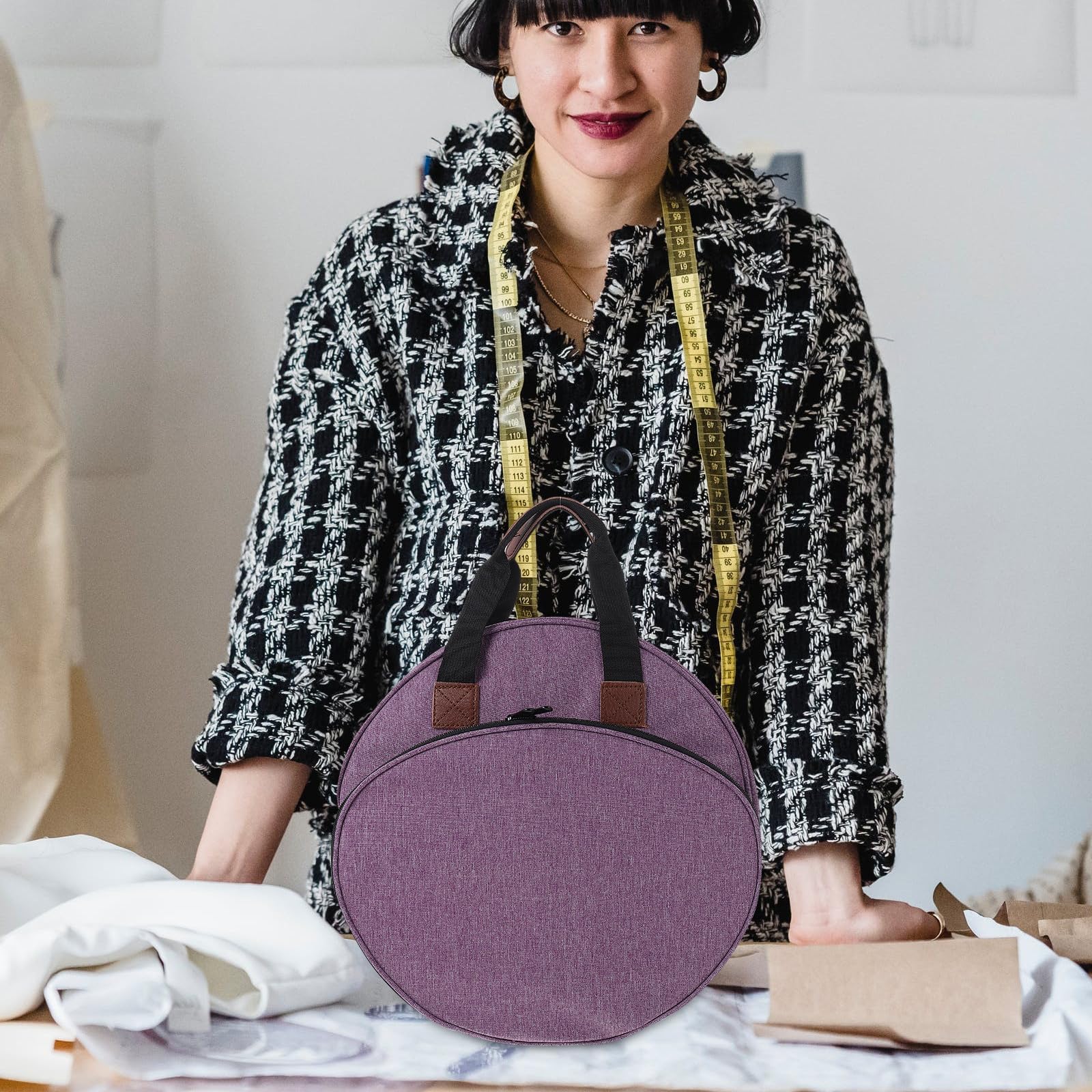 Bolsa de Almacenamiento para Kit de Bordado para Manualidades, Púrpura