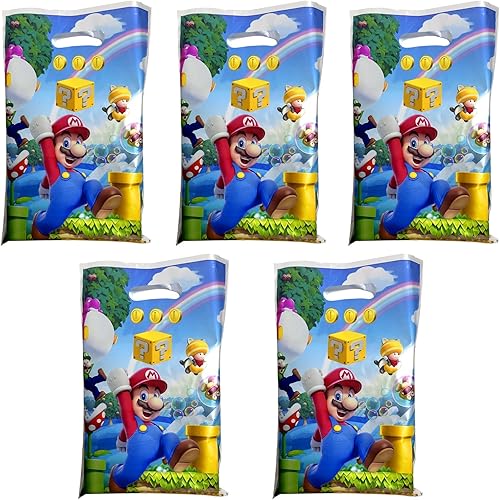 JVRUXLU 30 bolsas de regalo para fiesta de Mario Mario decoraciones de fiesta de cumpleaños suministros Super Brothers fiesta de cumpleaños bolsas