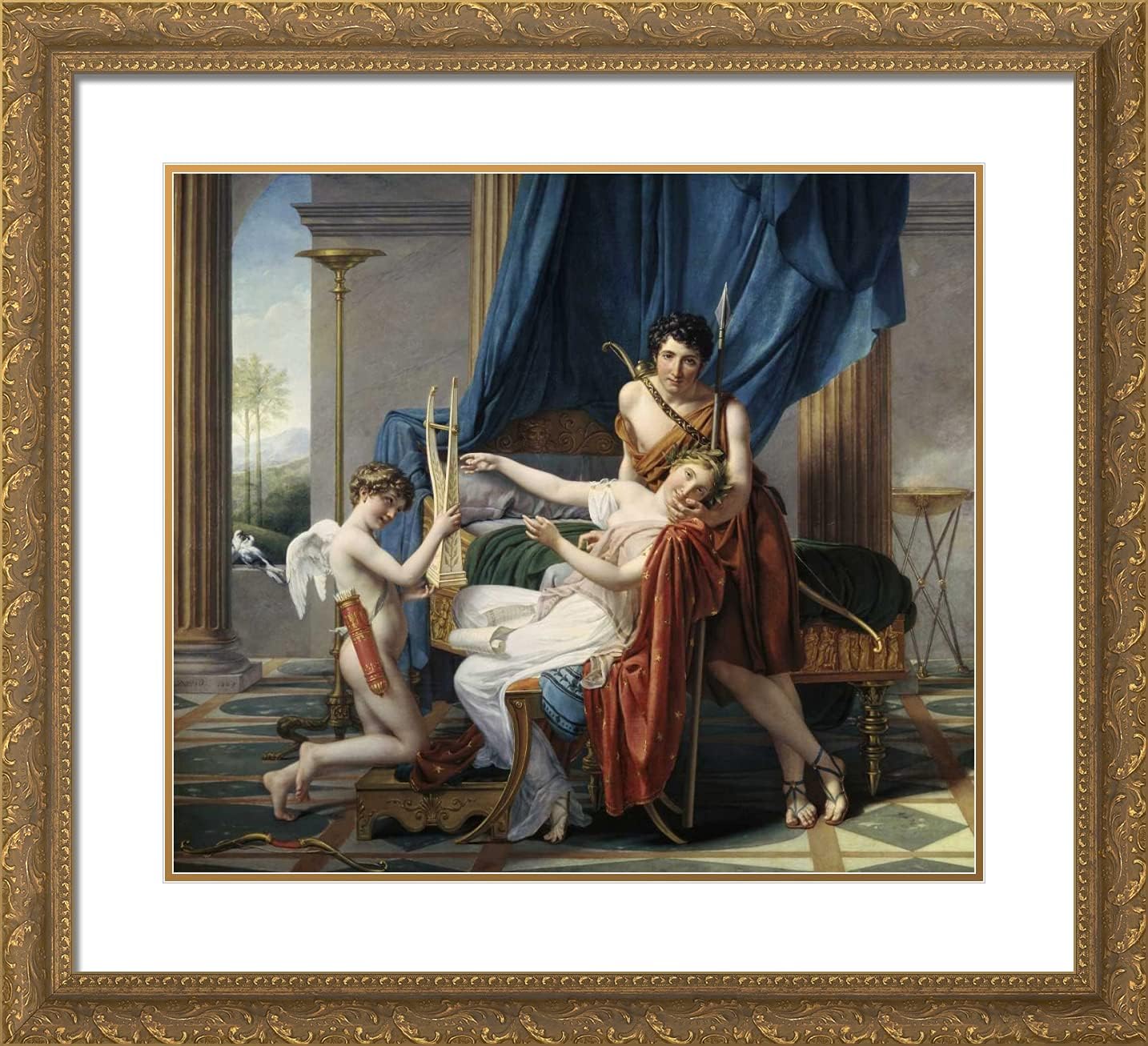 ArtDirect David, Jacques-Louis 22x20 Gold Ornate Framed Art Print with Double Matting Titled: Sappho and Phaon