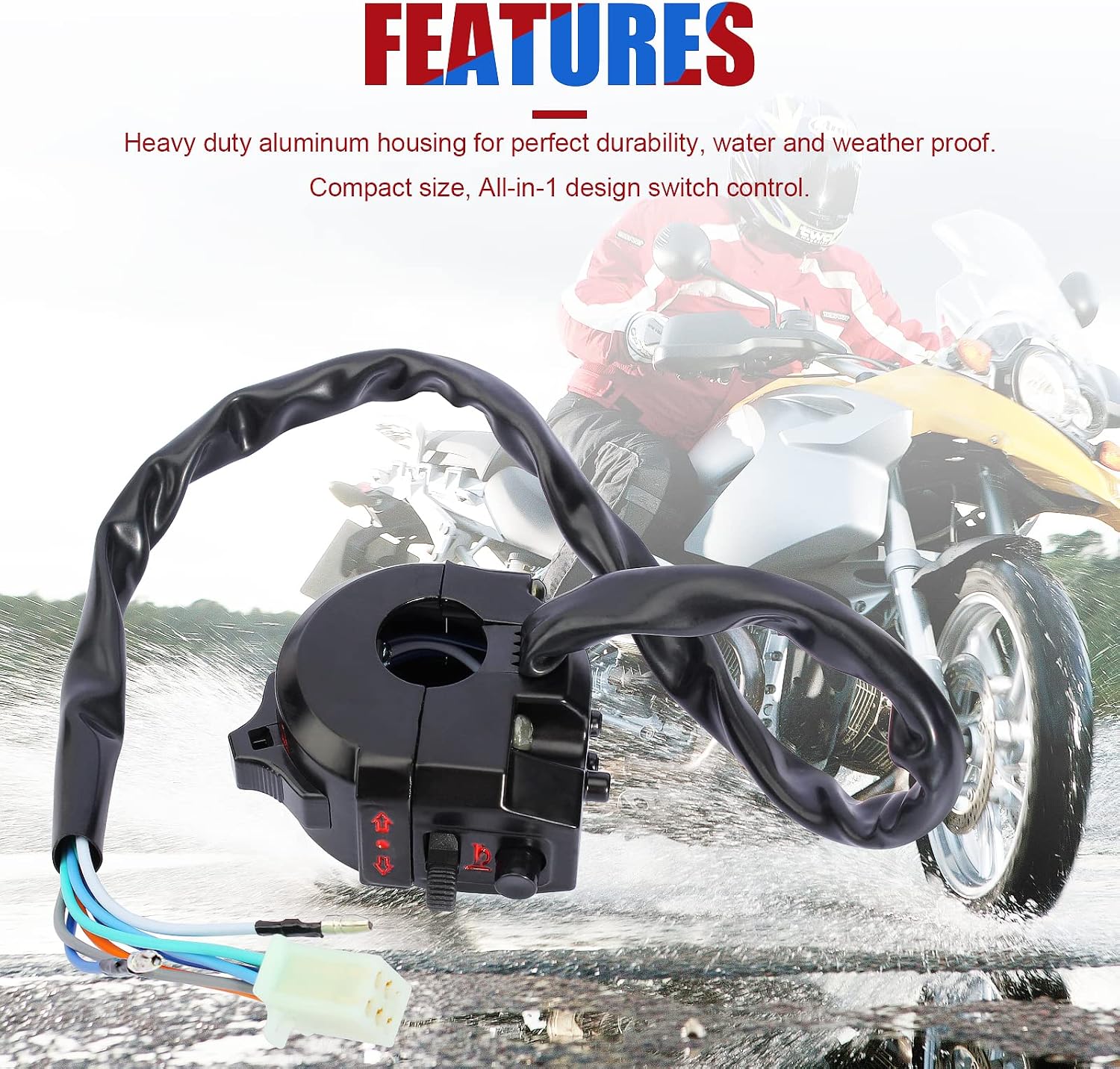 Control Turn Signal Horn Light Low High Beam Left Switch for Dirt Bike ATV Suzuki Yamaha Kawasaki Kymco Polaris Universal 520 450 530 500 wr wrf xr 600 650 dr drz 7/8inch Handlebar