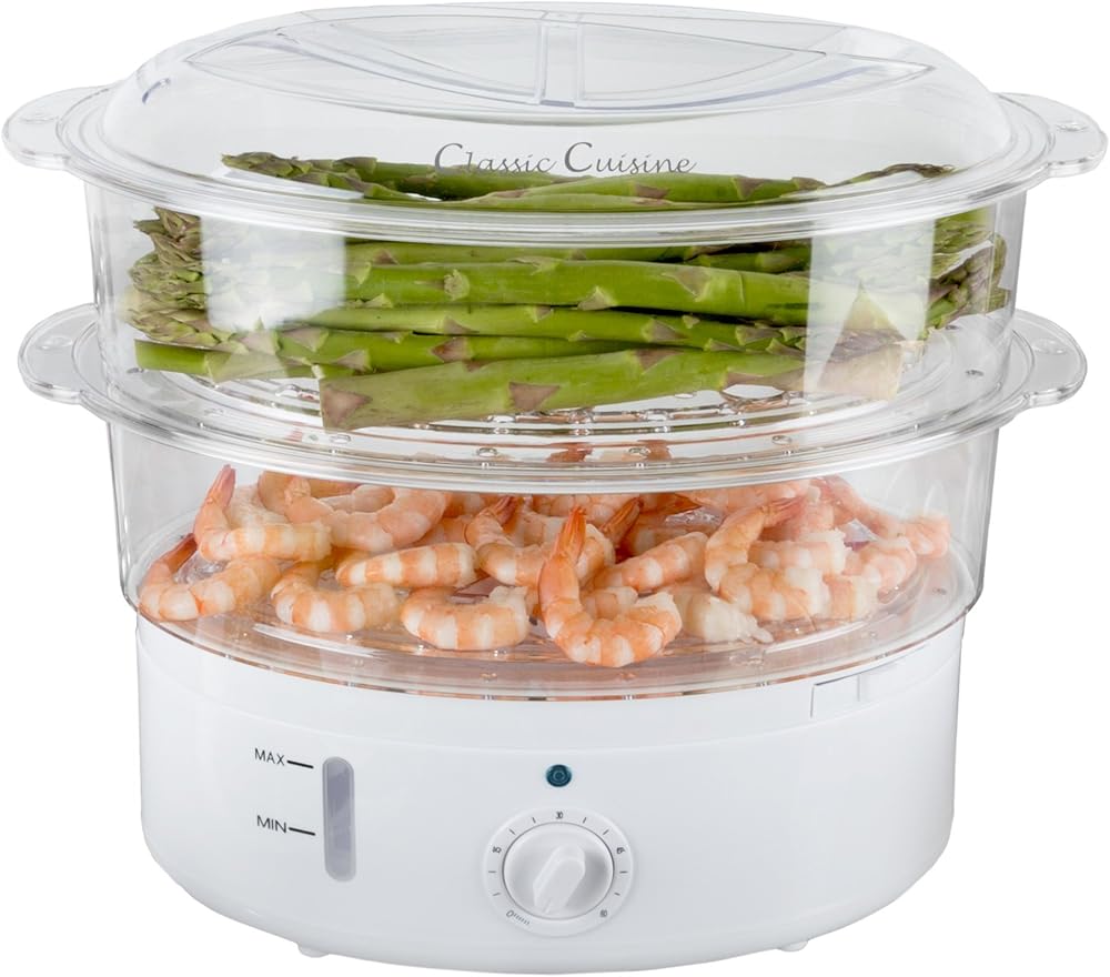 Classic Cuisine 2-Tier Vegetable Steamer and Rice Cooker, 120V 60Hz 800W