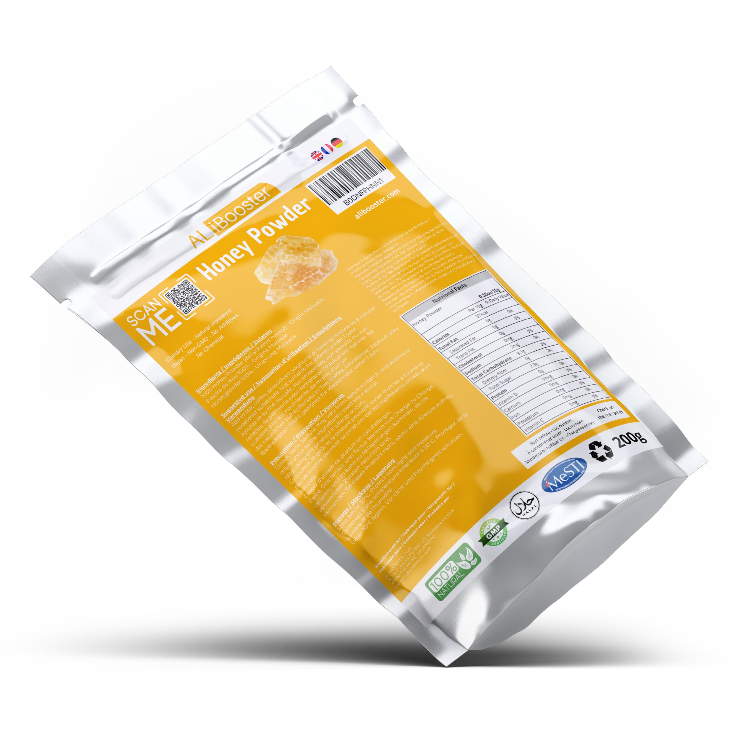 Puderhonig 200g rein 100% natürlich ohne Zusatzstoffe - Für Suppe, Smoothies, Kaffee, Getränke, Backwaren (Packung mit 2)