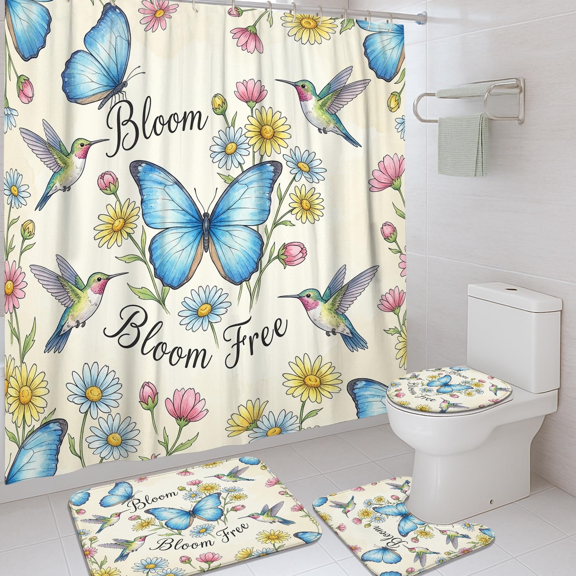 Rideau de douche étanche motif papillon pour une ambiance spa à la maison