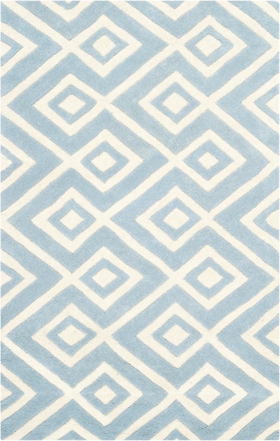 SAFAVIEH Chatham Collection 3' x 5' Blue/Ivory CHT742B Handmade Mid-Century Geometric Premium Wool Area Rug