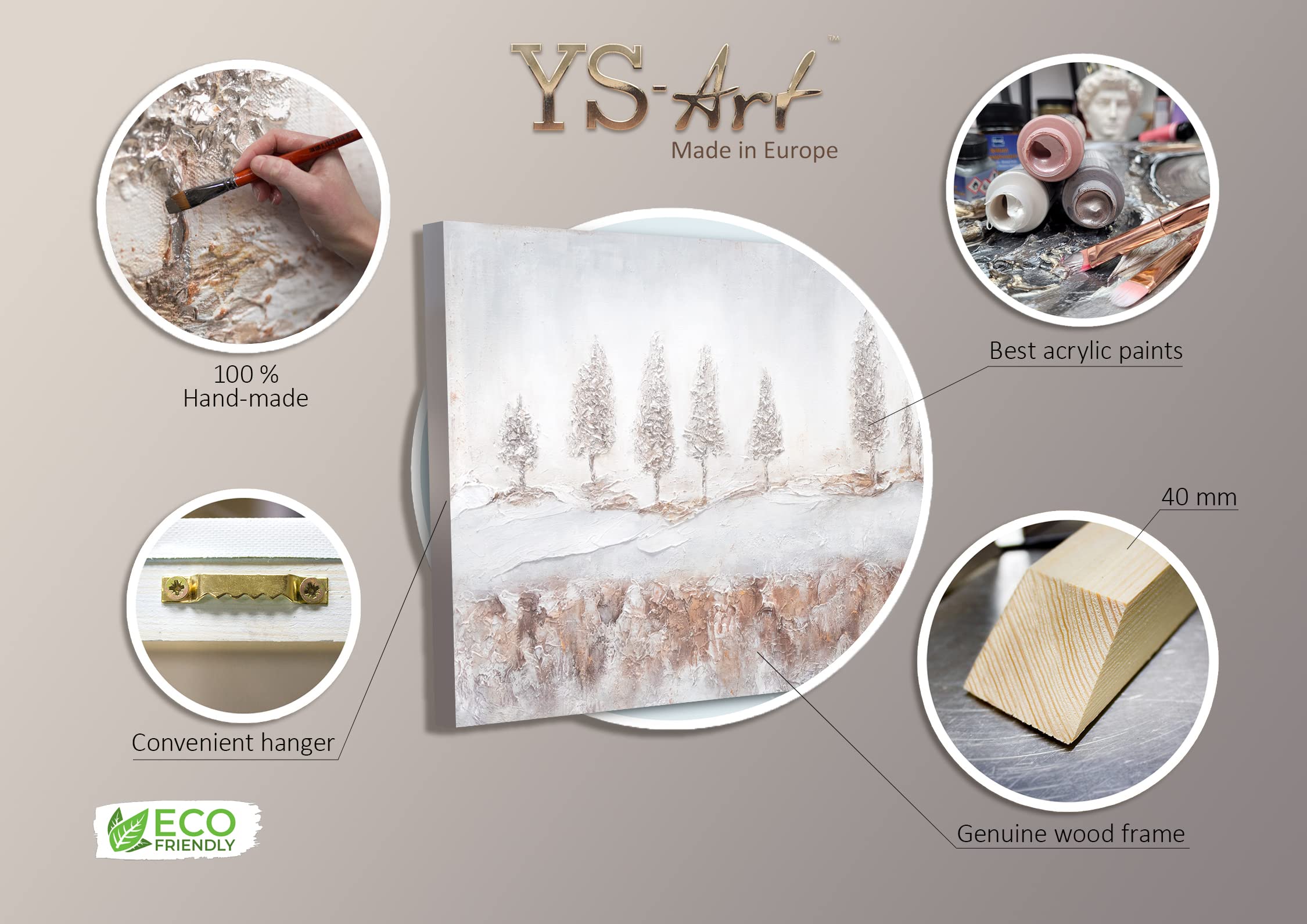 YS-Art Pittura acrilica su tela dipinta a mano Alba Arredamento del salotto tele per camera da letto texture, colori chiari 120x60 cm