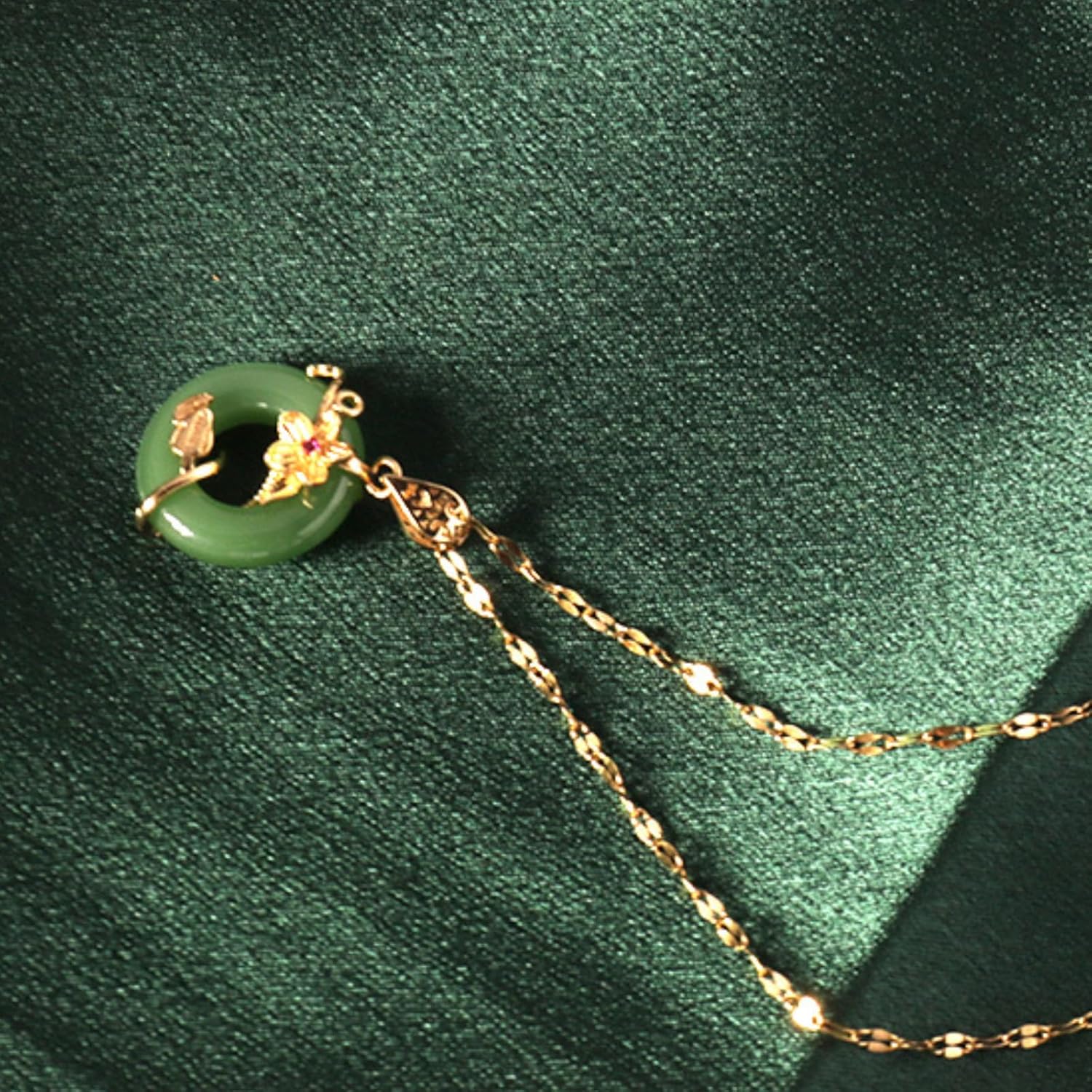 Jade Necklace for Women Gold Large Pendant Flower Tree of Life Necklace Round Jewelry Party Outfits Accessories Birthday Gifts - Image 7